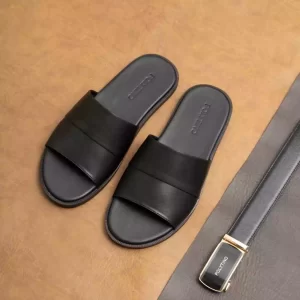 Dép Da Nam Quai Ngang Cao Cấp 0188 POLYTINO