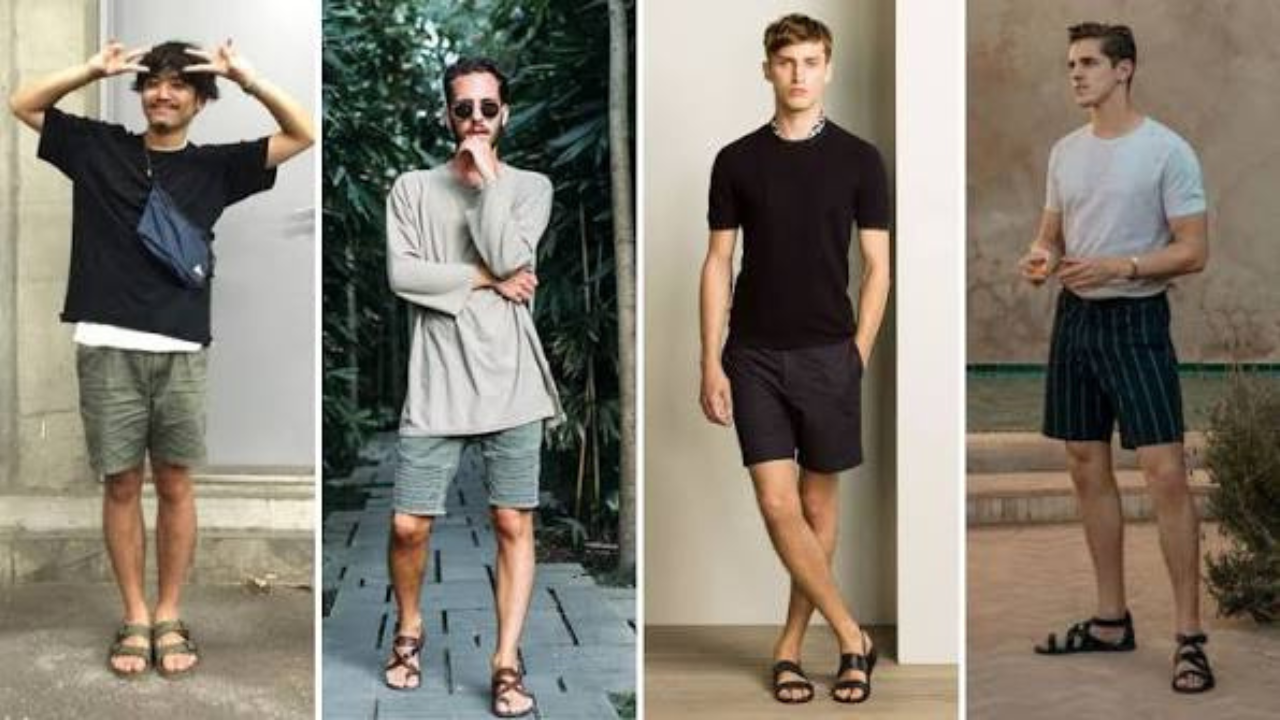 Phối dép da nam với quần short