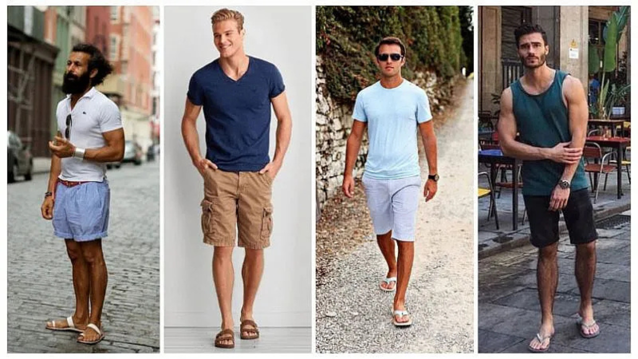 Phối đồ với dép da cùng quần kaki